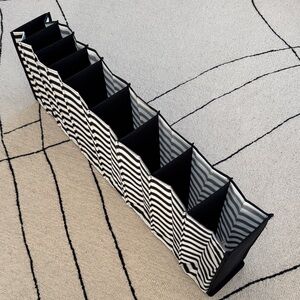 Foldable Black & White Striped Hanging Storage Organizer